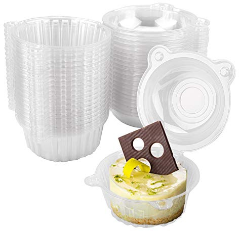 Ejoyous 100 Pieces Clear Cupcake Boxes, Disposable Cupcake Pods 4.4 Inch Individual Cupcake Holders for Home Baking, Party, Wedding, Cake Shop
