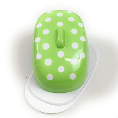 Beurrier Berossi Vert en Plastique avec Couvercle BPA Gratuit à Conserver au Réfrigérateur, Plat de Service Reverse, Style Rétro