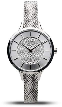 BERING Damen Quarz Uhr | Armbanduhr 31 mm Edelstahlgehäuse und Mesh Zifferblatt | Milanaisearmband | Saphierglas | 5 ATM | 17831