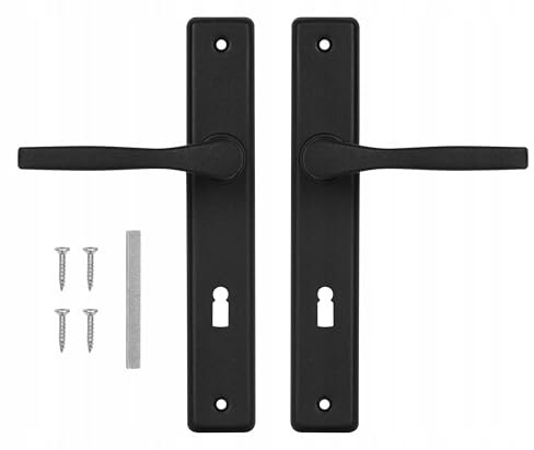 ADGO Set di Maniglie per Porta Destra e Sinistra per una Porta per Inserto, R=90 mm, Rettangolare, Maniglia in Alluminio, Lamiera d'acciaio, Verniciata a Polvere, Galvanizzata, Nero