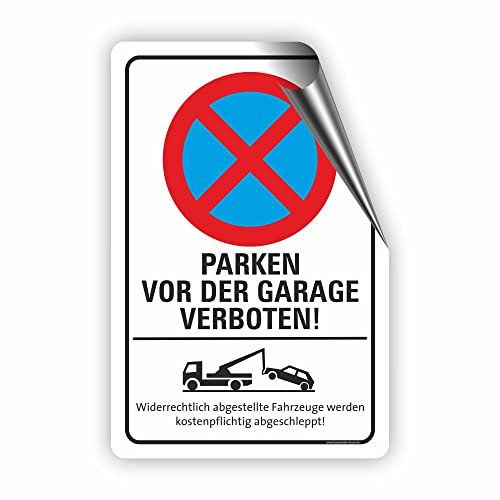Fassbender-Druck SCHILDER - PARKEN VOR DER GARAGE VERBOTEN - Parken verboten Schild - Schild zum Markieren vom absoluten Parkverbot/Parkverbotsschild oder für einen Parkplatz (10x15cm Aufkleber)
