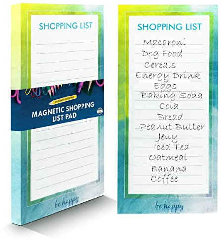 SOL Magnetic Shopping List Pad for Fridge, 21.5x10cm 80 Tear-Off Sheets, Compact, Convenient & Easy to Use Durable Fridge Memo Pad, Ideal for Meal Planning, Grocery Lists & Household Organisation