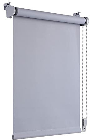 OBdeco Verdunkelungsrollo Thermorollo 110x160cm (Stoffbreite 106 cm) Hellgrau ohne Bohren mit gleichfarbige Beschichtung Oeko-TEX Standard 100 Sichtschutz Sonnenschutz für Fenster & Tür
