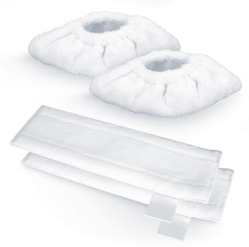 Sillar juego de paños de microfibra de repuesto compatible con Kärcher SC 2 3 4 5 Limpiador a Vapor,2 Anchos Piso paños + 2 Herramientas de Boquilla Manual