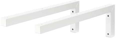 ML-Design Set 2x Soporte Angular L de Pared 400 x 150 mm Blanco Acero de Diseño Flotante para Lavabo Estante Mesa Encimera Apoyo para Mueble Baño Dormitorio Salón Ajustable Incluye Material de Montaje