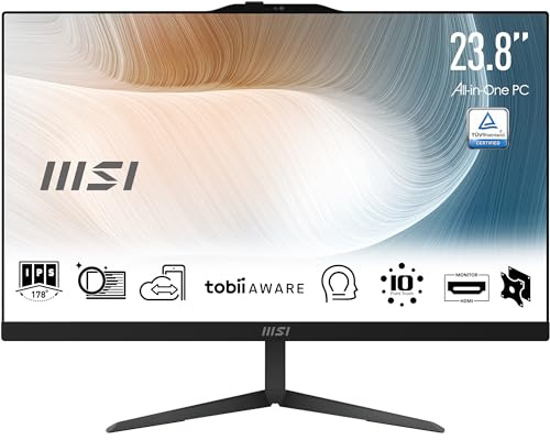 MSI Modern AM242 12M-1244IT AIO Desktop - 23.8 IPS, Intel Core i5-1235U, 1920x1080 (FHD), 14ms, 8GB (DDR4 SDRAM), SSD 512GB, inklusive kabelgebundener Tastatur und Maus, integrierte Webcam - Windows