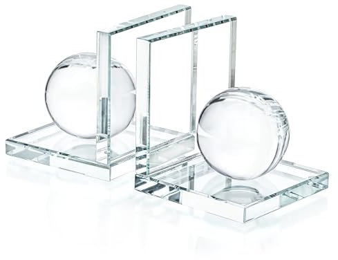 1 Pair Crystal Bookends with Crystal Ball for Heavy Books