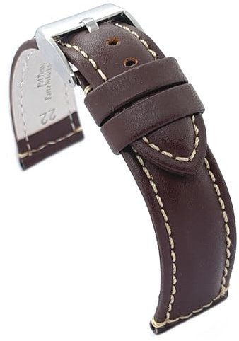 diloy Correa reloj cuero alomada costura blanca P354 | Pulsera de piel vacuno hombre o mujer elegante estilo clásico grosor 5mm forro antialérgico con cambio rápido o herramientas