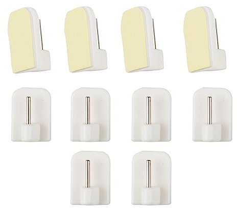 BANJILI 10 Crochets Rideaux Autocollants sans Percage – Support Tringle Adhésif pour Barre à Rideau – Accroche Rideau Solide pour Cuisine, Salle de Bain（10 Pcs）
