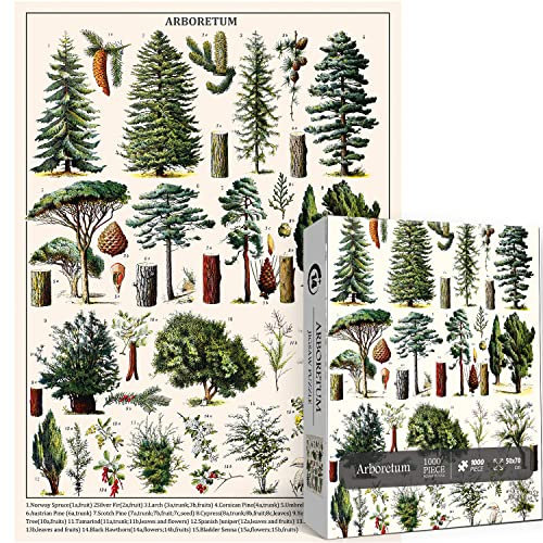 Vintage Plant Puzzle for Adults 1000 Pieces, Tree Jigsaw Puzzles for Adults, Nature Botanical Puzzle Arboretum
