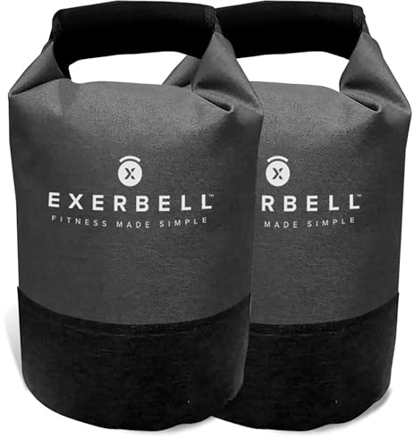 Exerbell Kettlebell verstellbar 2-14kg(2x) – Faltbare Wasser Sandsack Training Tasche – Soft Gewichtssack für Home-Gym Reise HIIT – Auslaufschutz Kettelball mit Skala – Funktionelles Fitness Equipment