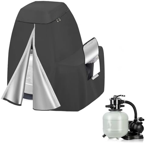 WORUO Couvercle de pompe de filtre à sable, imperméable, anti-UV, pour piscine hors sol, housse de filtre à sable (noir)