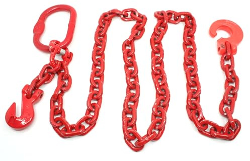 Joma-Tech | Forstkette vierkant | Gliedstärke: 8 mm | Länge: 2 m | mit Verkürzung und Schlinghaken | Rückekette für Forstarbeiten & Holzrückung | Rot