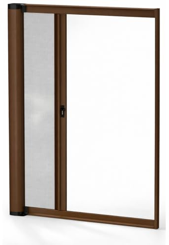 EFFE Zanzariera Porte a Rullo 150x250cm | Zanzariera per Porte in Alluminio Marrone