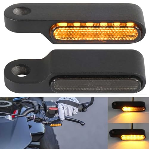 evermotor Intermitentes LED Secuenciales para Moto, Homologado E24, 12 V indicadores, Mini 6-LED, 2 piezas, universales, aleación de aluminio fundido a presión, IP67 impermeable