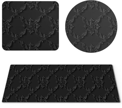 EHOMERY Mauspad Fest Mousepad Orientteppich Retro-Muster Schreibtischunterlage Mauspad Mousepad Large Für Die Schreibtischdekoration - 3 Pack [30x80 cm, 20x24 cm and Dia 20 cm]