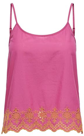 ONLY ONLLOU Life EMB Singlet PTM - Top da Donna, Fucsia Viola, XL