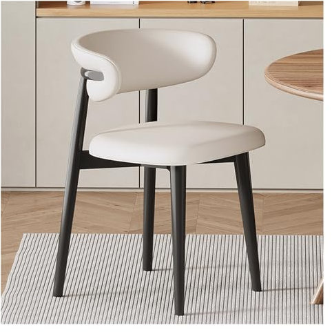 Mid-Century Modern Esszimmerstühle aus Kunstleder, gepolsterte Akzentstühle, bequeme Stühle mit Massivholzrahmen für das Wohnzimmer