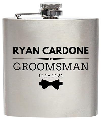Petaca personalizada de acero inoxidable de 6 onzas de 6 onzas, regalo de padrinos de boda, regalo de propuesta de padrinos de boda, frasco para hombres, frascos para licor para hombres, frascos de