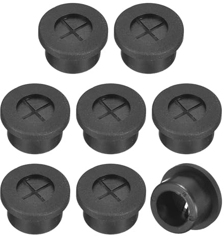 QUARKZMAN 8pz Passacavo per Scrivania, 5/8 Pollici (16mm) Passacavo in Gomma Flessibile Copertura Foro Filo per Organizzatore Cavi Scrivania Computer, Nero