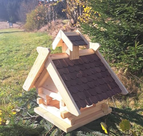 Vogelhaus Futtersilo Futterhaus Vogelfutter Vogelvilla Vogel im Hexenhausstil Braun(VHB)
