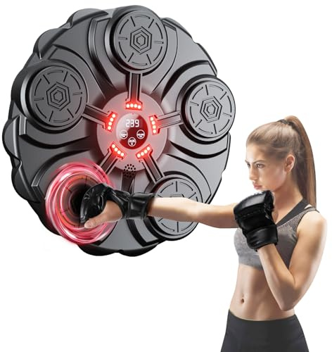 yorraka Music Boxing Machine Adulti - LED Macchina da Boxe Musicale da Parete Pugile con Guanti da Boxe - 9 modalità di velocità e modalità di Conteggio Intelligente Musica Bluetooth Boxe per Bambini