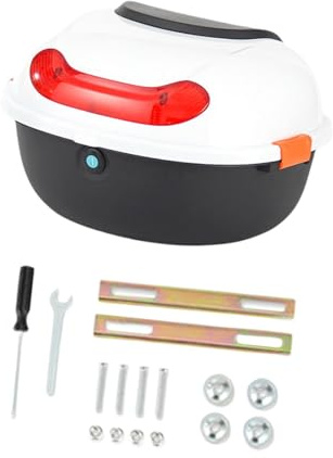 Harilla Baúl de con 2 Llaves Y Kit de Instalación. Estuche de Almacenamiento con Cerradura. Motocicleta-, Blanco