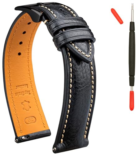 Gomvadr läder klockarmband vegetabiliskt garvat toppgrain-läderarmband 16 18 19 20 21 22 mm snabbkoppling ersättningsarmband, 22mm-XXL, Läder, Ingen ädelsten