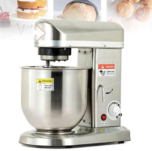 Batteur sur socle 500 W Crème, pétrisseur commercial avec bols en acier inoxydable, faible bruit, robot culinaire et mixeur de cuisine avec crochet mélangeur, crochet pétrisseur, fouet, acier inoxyd