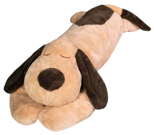 45 Long Dog Plush Pillow, FIAEUGZKM Large Dog Stuffed Animal Body Pillow, Soft Hugging Stuffy Toy Cuddly Sofa Cushion Birthday Gift Decoration Plushy for Girls Kids Teens Adults (Brown, 115cm/3.77ft)