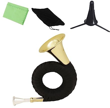 Premium Waldhorn aus Messing, Blechblasinstrument für Musiker | Tragbar und Poliert, Goldlackierte Oberfläche, B♭ Stimmung, für Musikliebhaber und Profis Zufällige Farbe