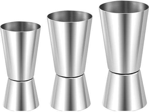 Cocktail Messbecher 3 Stück, 3cl/4cl/5cl Messbecher Cocktail, Doppelmass Skala, Mixbecher, Portionierer Zubehör Jigger Massbecher für Bar Party
