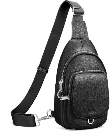befen Echtleder Brusttasche Damen Klein, Leder Sling Bag Diebstahlsicher | Crossbody Bag Damen RFID-Blockierung Schulterrucksack Vielseitige Umhängetasche für Reisen Sport Arbeiten Einkaufen