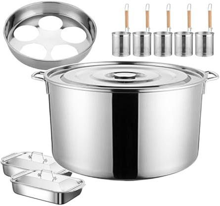 Ensemble de cuiseur à pâtes multipot en acier inoxydable 45 cm + 5 paniers + séparateur à 5 trous, idéal pour les restaurants et les stands de nourriture