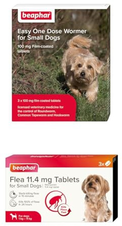 Beaphar | 1 x Easy One Dose Worming Tablets + 1 x Flea Tablets | For Small Dogs (up to 6kg)
