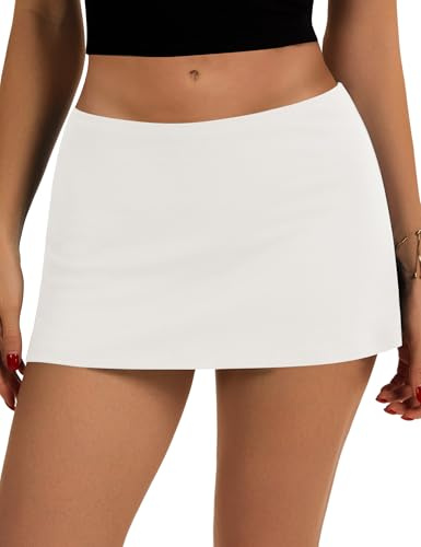 IECCP Dam bodycon minikjol stretchig elastisk midja smal passform korta pennkjolar med inbyggda shorts fickor ledig sport