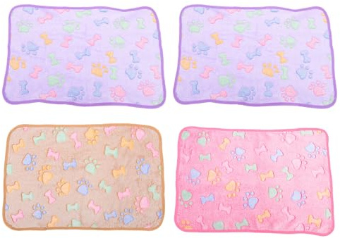 LOORGVEL Lot de 4 Couvertures Lavables en Polyester Doux pour Cage de Cobayes 60X40 CM Tapis de Couchage Chaud pour Petits Animaux Doublures Confortables pour Lapins Hamsters et
