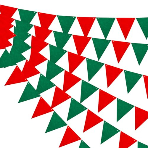 QUARKZMAN 6er-Set Wimpelketten 18 Meter Dreieckige Banner Dekoration Für Geburtstagsparty Weihnachten Hochzeit Feiertage Rot Grün