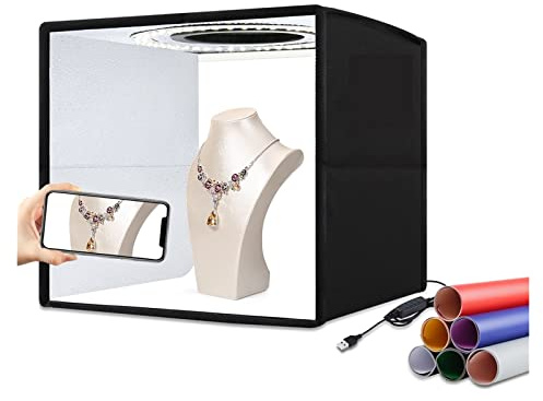 Softbox 3 modalità di luce a colori Lightbox dimmerabile Led Ring Light Box Photo Lighting Studio Shooting Tent Box 6 fondali a colori(30X30cm Black)