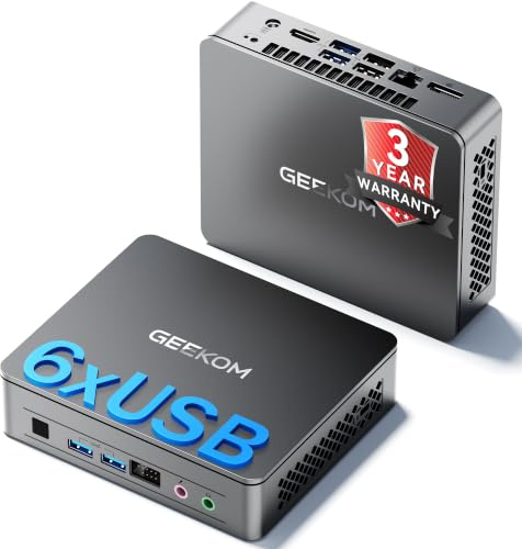 GEEKOM Air12 lite 2026 Mini PC, Intel N95,8GB RAM (Expandable)+256GB SSD | Enterprise Preferred ,Dual-Screen 4K Display, 6xUSB, WiFi 5, BT5.1 for Home Office/School Students/Graphic Design/Business
