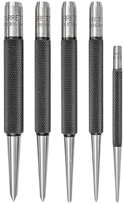 Starrett S816PC 5-Piece Punch Set, 3 Prick Punches with 5/64-5/32 Diameters and 2 Center Punches with 1/16 and 3/32 Diameters, In Plastic Case