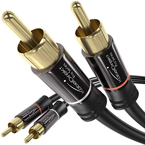KabelDirekt – 7,5m Cinch Kabel, Stereo Audio Kabel 2 x 2 Cinch besonders bruchfest & brillante Tonqualität (Koaxialkabel, RCA-Kabel, Subwoofer/Verstärker/HiFi & Heimkino/Blu-ray, analog & digital)