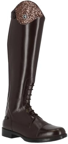 Bottes d'équitation en cuir QHP Romy pour enfants avec design interchangeable - Noir - Largeur de mollet normale, Noir , 35