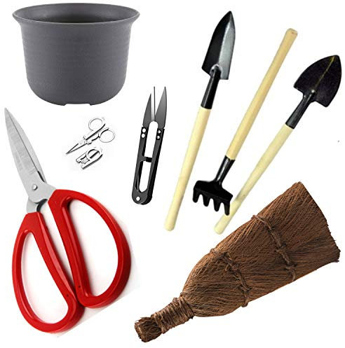 GARDEN COLISEUM 8-piece Bonsai tools set. Bonsai tool kit.Bonsai tree care kit.pruning scissors.Traditional cleaning brush.Bonsai kit.bonsai accessories.Bonsai pot, Xmas gifts, gardening gift