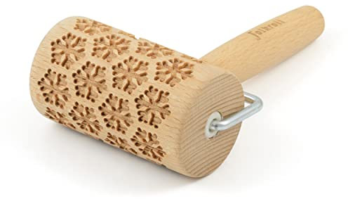Folkroll 3D-Motiv-Teigrolle Schneeflocken mini