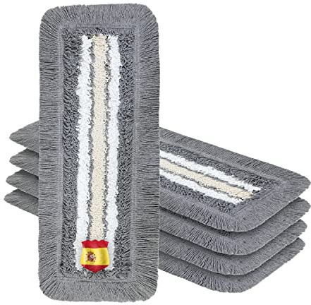 OKAEI Wischmopp Bezüge 50 cm Grau/Weiß/Beige, 5er Set – Baumwoll Wischbezug mit Mikrofaser-Streifen – Ersatzbezüge für Klapphalter – hohe Schmutzaufnahme & sehr Gute Gleiteigenschaften