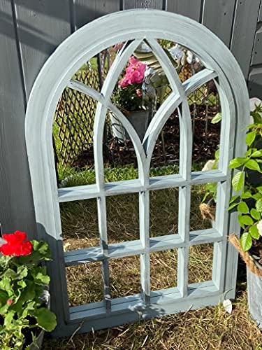 Marissa's Garden & Gift - Grey with black touch Outdoor/Indoor lightweight any weather mirror 76cm x 51cm x 4cm