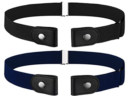 Clyhon 2 Pièces Ceinture Extensible Sans Boucle Ceinture Élastique Invisible Unisexe Femme & Homme Ceinture Réglable Dégagement Rapide