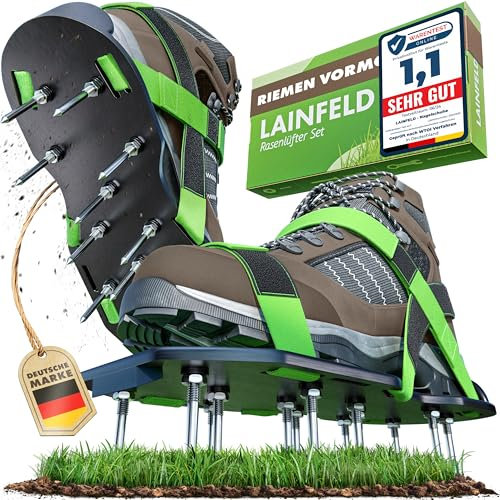 LAINFELD Nagelschuhe mit Klettverschluss | Rasenbelüfter + Estrichschuhe | Rasenlüfter Vertikutierer für Rasen belüften Aerifizierer Garten Schuhe