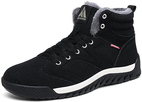 Mishansha Bottes de Hiver Homme Chaud Confortable Chaussures de Neige Antidérapant Bottes à Lacets Classique Adulte Winter Boots Randonnée Ski, Schwarz 47